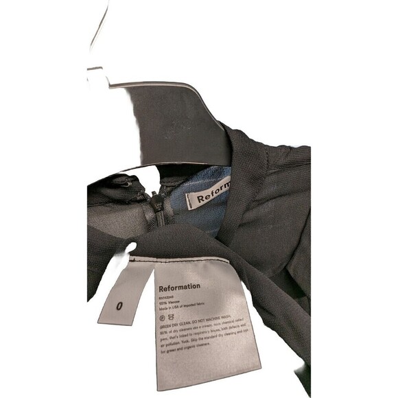 Reformation Sheer Ruffle Detail Pockets‎ LBD Long Sleeve Black Mini Dress Size 0 - Picture 5 of 5